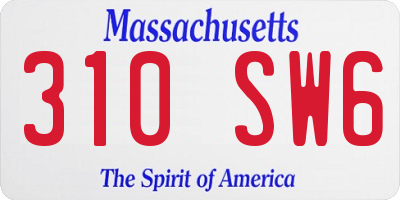 MA license plate 310SW6