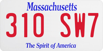 MA license plate 310SW7
