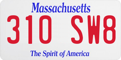 MA license plate 310SW8