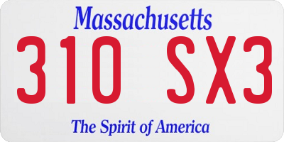 MA license plate 310SX3