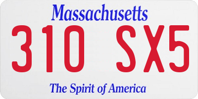 MA license plate 310SX5
