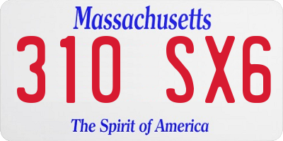 MA license plate 310SX6