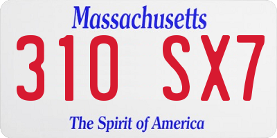 MA license plate 310SX7