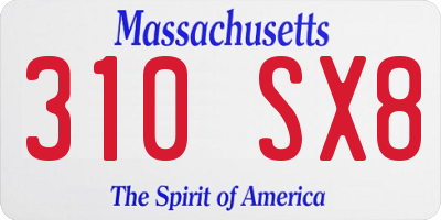 MA license plate 310SX8