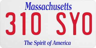 MA license plate 310SY0