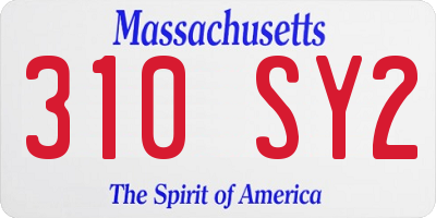MA license plate 310SY2