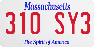 MA license plate 310SY3