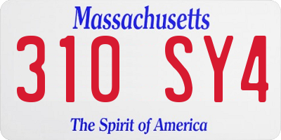 MA license plate 310SY4