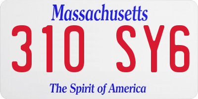 MA license plate 310SY6