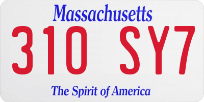 MA license plate 310SY7