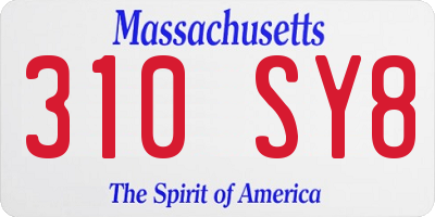 MA license plate 310SY8