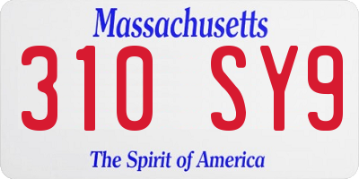 MA license plate 310SY9