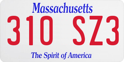 MA license plate 310SZ3
