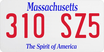 MA license plate 310SZ5