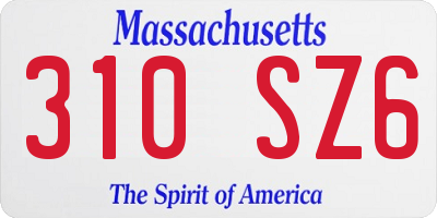 MA license plate 310SZ6
