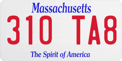 MA license plate 310TA8