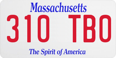 MA license plate 310TB0