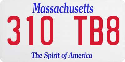 MA license plate 310TB8