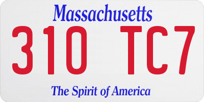 MA license plate 310TC7