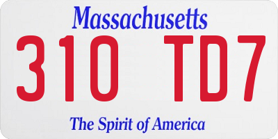 MA license plate 310TD7