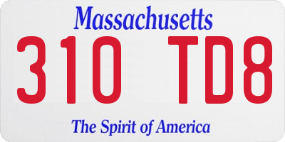 MA license plate 310TD8
