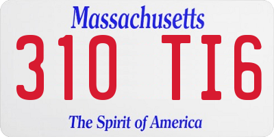 MA license plate 310TI6