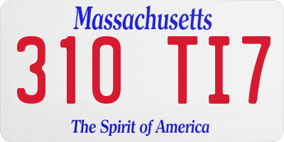 MA license plate 310TI7