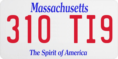 MA license plate 310TI9