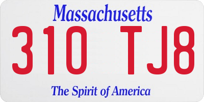 MA license plate 310TJ8