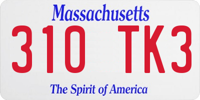 MA license plate 310TK3