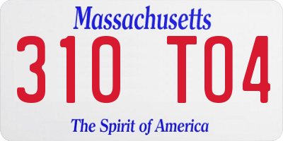 MA license plate 310TO4