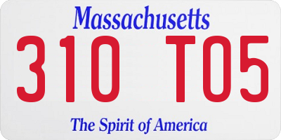 MA license plate 310TO5