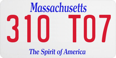 MA license plate 310TO7