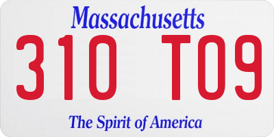 MA license plate 310TO9