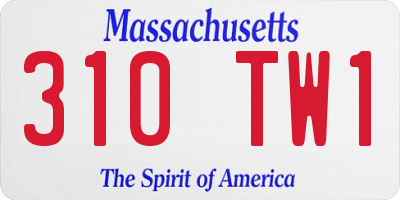MA license plate 310TW1