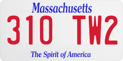 MA license plate 310TW2