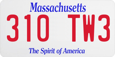 MA license plate 310TW3