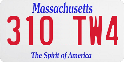 MA license plate 310TW4