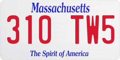 MA license plate 310TW5