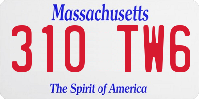 MA license plate 310TW6