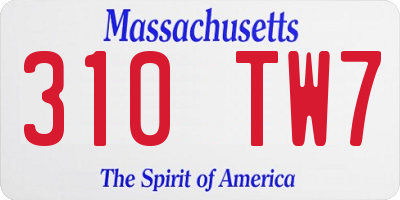 MA license plate 310TW7