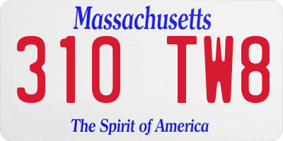 MA license plate 310TW8