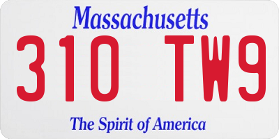 MA license plate 310TW9