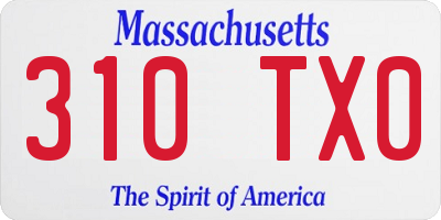 MA license plate 310TX0