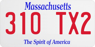 MA license plate 310TX2
