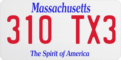 MA license plate 310TX3