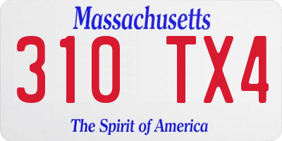 MA license plate 310TX4