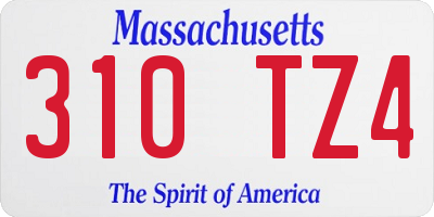MA license plate 310TZ4