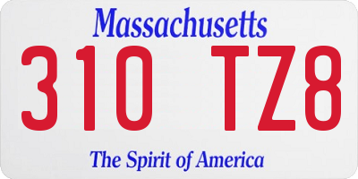 MA license plate 310TZ8