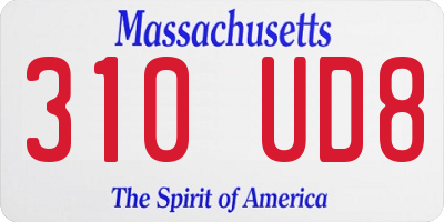 MA license plate 310UD8